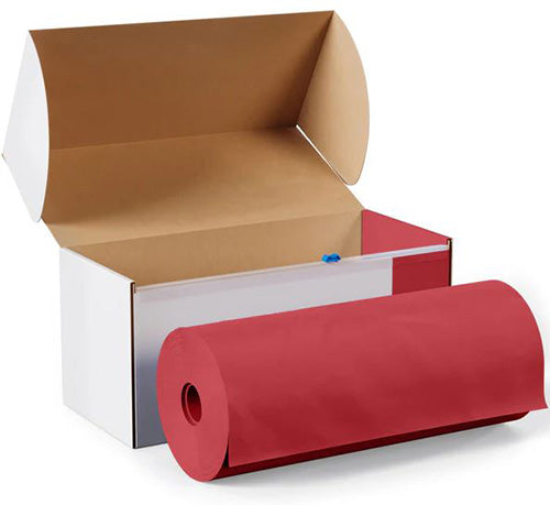 Red - 54in x 100ft Boxed Plastic Table Roll