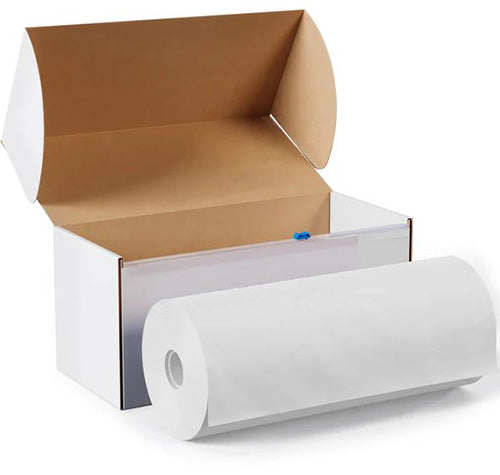White - 54in x 100ft Boxed Plastic Table Roll