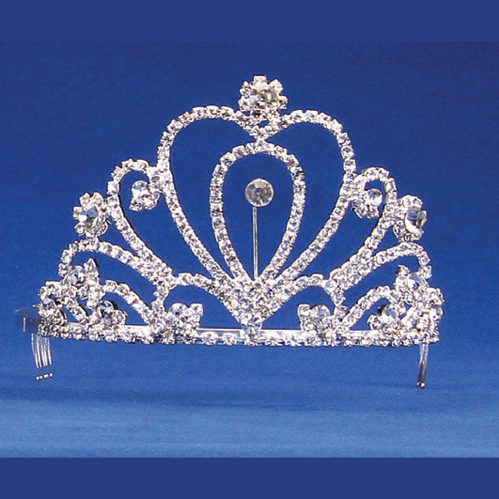 Tall Crystal Silver Rinestone Tiara 3.25" H