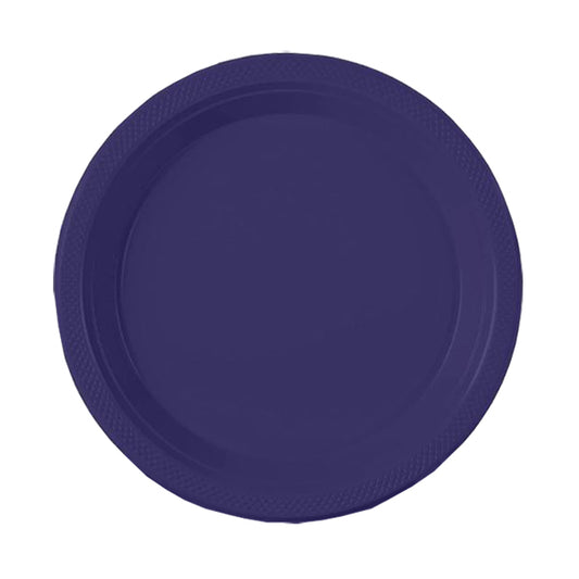 Navy Big Party Pack 7in Round Lunch Plastic Plates 50ct