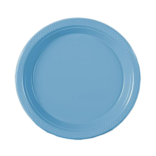 Light Blue Big Party Pack 7in Round Lunch Plastic Plates 50ct