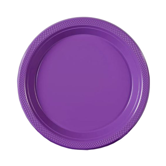 Purple Big Party Pack 7in Round Lunch Plastic Plates 50ct