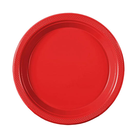 Red Big Party Pack 7in Round Lunch Plastic Plates 50ct