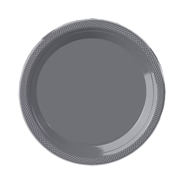 Silver Big Party Pack 7in Round Lunch Plastic Plates 50ct