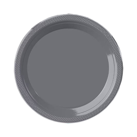 Silver Big Party Pack 7in Round Lunch Plastic Plates 50ct