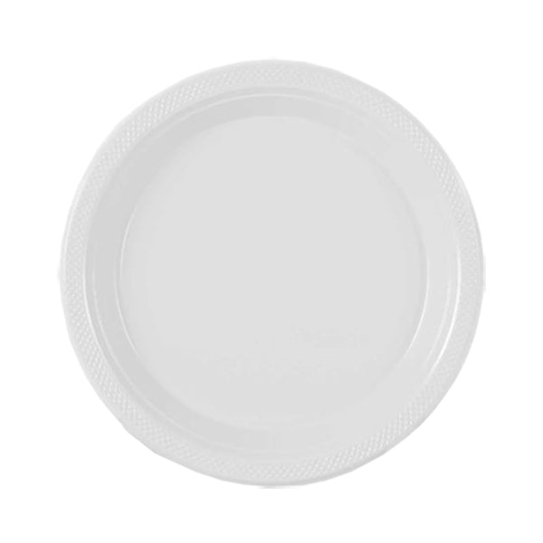 White Big Party Pack 7in Round Lunch Plastic Plates 50ct