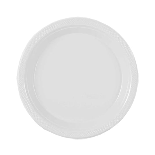 White Big Party Pack 7in Round Lunch Plastic Plates 50ct