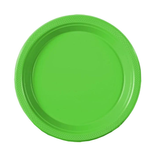 Lime Green Big Party Pack 7in Round Lunch Plastic Plates 50ct