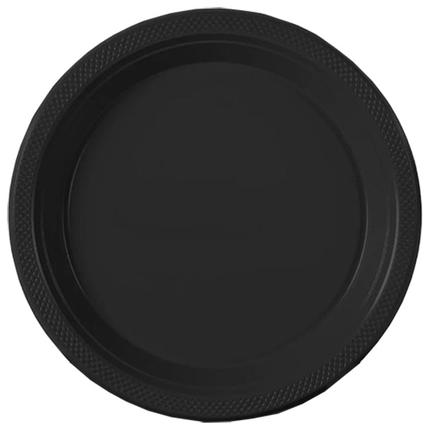 Black Big Party Pack 9in Round Plastic Plates 50ct
