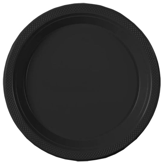 Black Big Party Pack 9in Round Dinner Plastic Plates 50ct