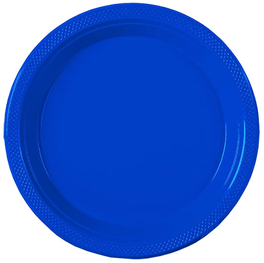 Dark Blue Big Party Pack 9in Round Dinner Plastic Plates 50ct