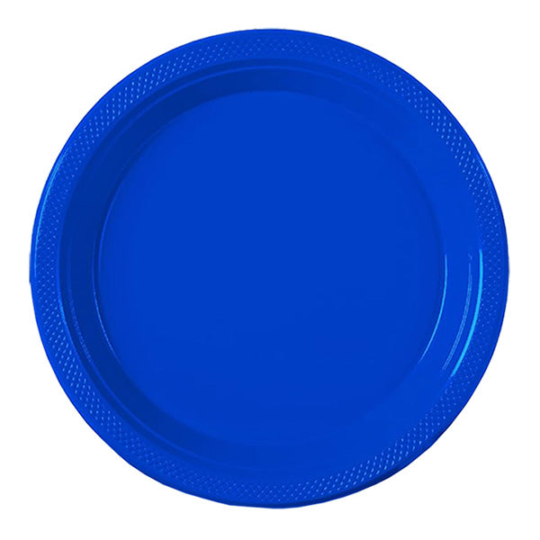 Dark Blue Big Party Pack 9in Round Dinner Plastic Plates 50ct