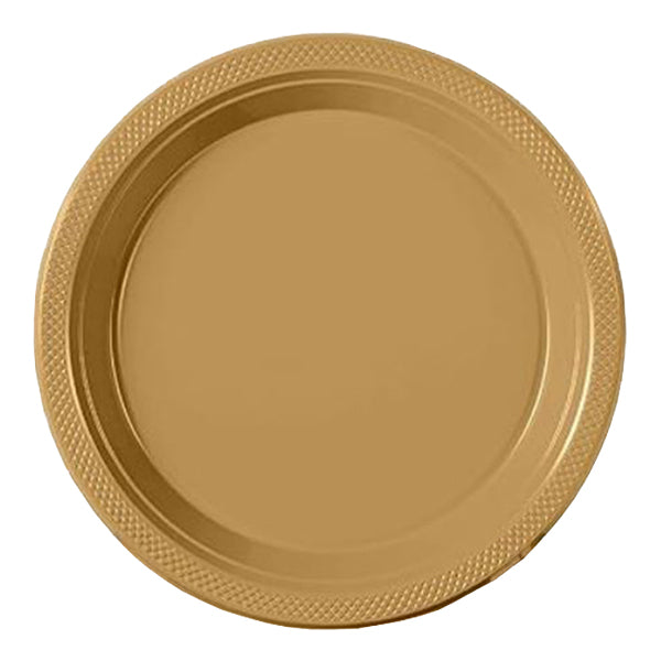 Gold Big Party Pack 9in Round Dinner Plastic Plates 50ct