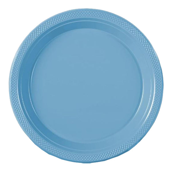 Light Blue Big Party Pack 9in Round Dinner Plastic Plates 50ct