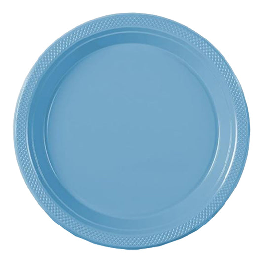 Light Blue Big Party Pack 9in Round Dinner Plastic Plates 50ct