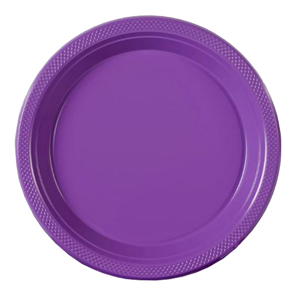 Purple Big Party Pack 9in Round Dinner Plastic Plates 50ct