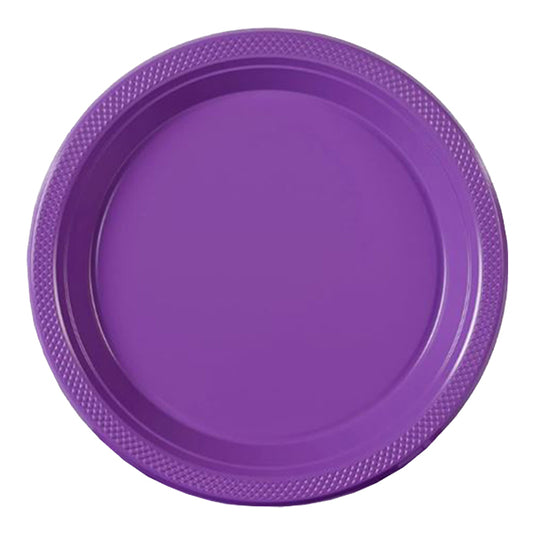 Purple Big Party Pack 9in Round Dinner Plastic Plates 50ct