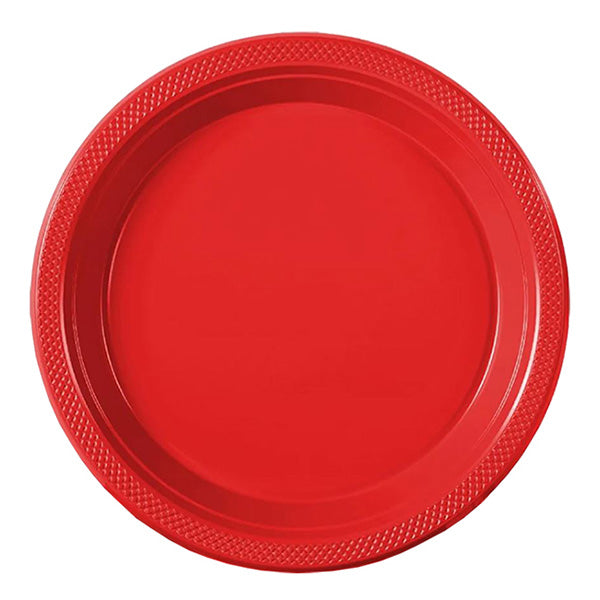 Red Big Party Pack 9in Round Dinner Plastic Plates 50ct