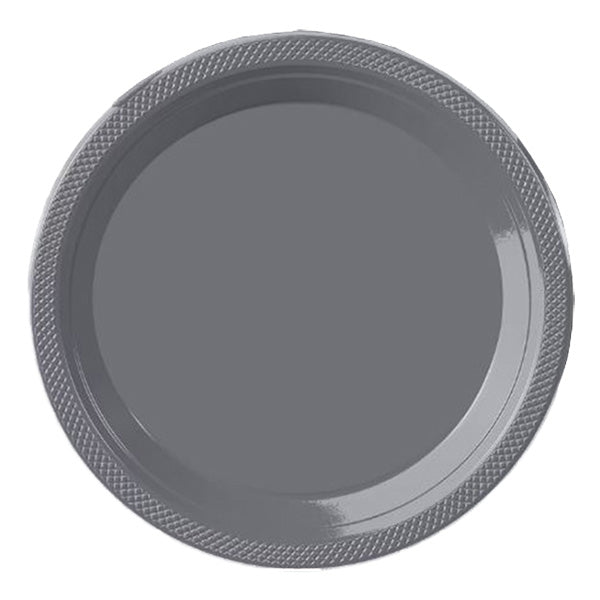 Silver Big Party Pack 9in Round Dinner Plastic Plates 50ct