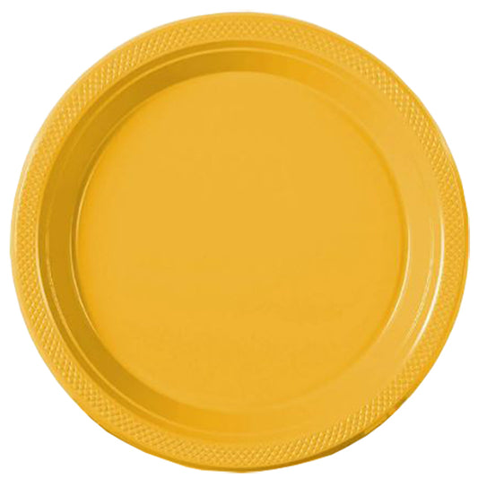 Yellow Big Party Pack 9in Round Dinner Plastic Plates 50ct