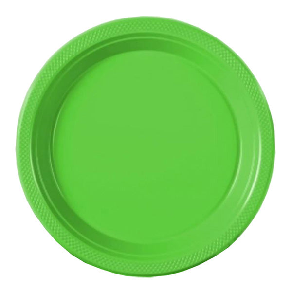 Lime Green Big Party Pack 9in Round Dinner Plastic Plates 50ct