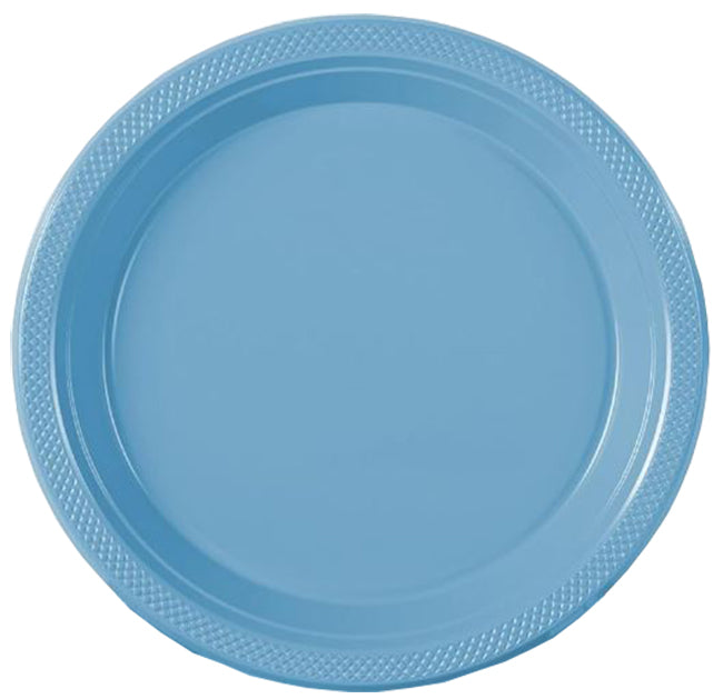 Light Blue Party Pack 10in Round Banquet Plastic Plates 50ct