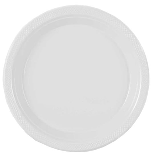 White Big Party Pack 10in Round Banquet Plastic Plates 50ct