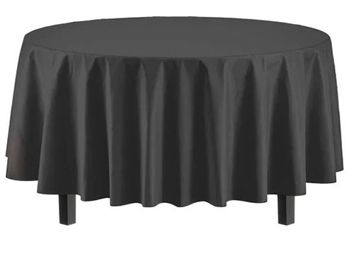 84in Round Plastic Black Table Cover