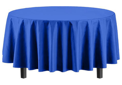Dark Blue 84in Round Plastic Table Cover