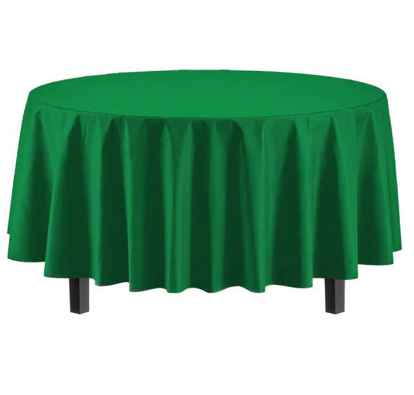 Emerald Green 84in Round Plastic Table Cover