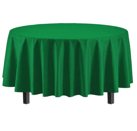 Emerald Green 84in Round Plastic Table Cover