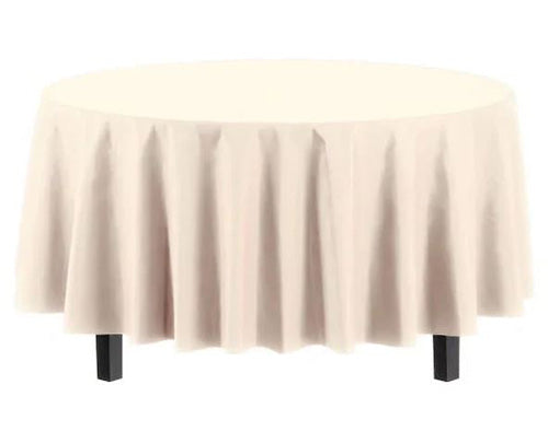 84in Round Plastic Ivory Table Cover