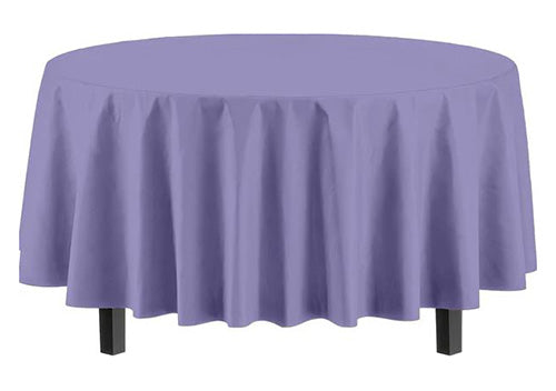 84in Round Plastic Lavender Table Cover