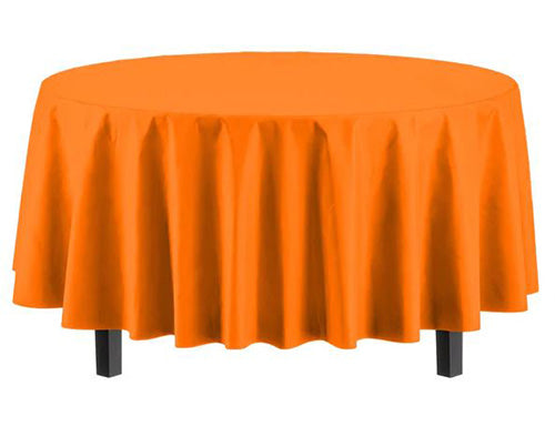 84in Round Plastic Orange Table Cover