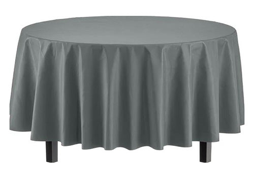 84in Round Plastic Silver Table Cover