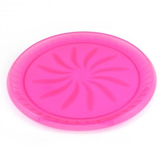 Pink Round Swirl Plastic Tray 16in