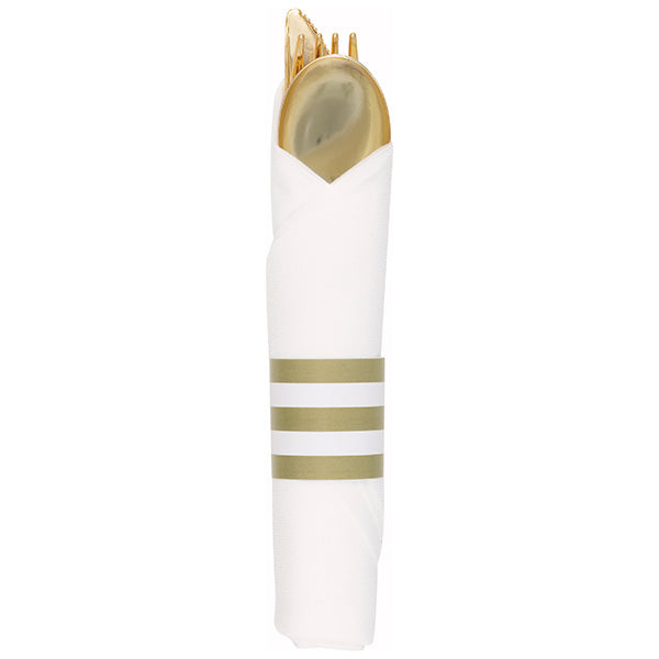 Premier Stylz Gold Pre-Rolled Plastic Cutlery Sets 10ct