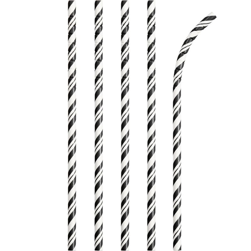 Paper Straws Black Stripe 24 Ct