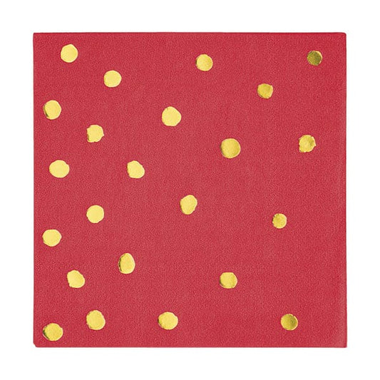 Classic Red Gold Dot Beverage Napkins