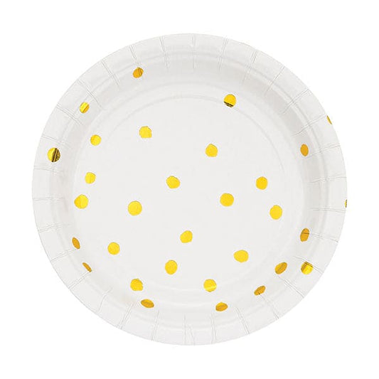 Classic White Gold Dot 7in Luncheon Plates 8 Ct