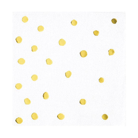 Classic White Gold Dot Beverage Napkins 16 Ct