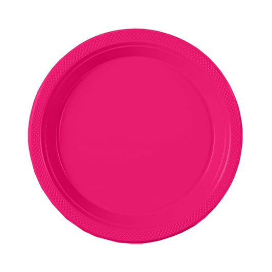 Cerise Big Party Pack 7in Round Lunch Plastic Plates 50ct