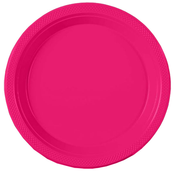 Cerise Big Party Pack 9in Round Dinner Plastic Plates 50ct