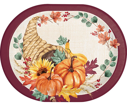 Fall Feast 10 x 12in Oval Paper Platters 8ct