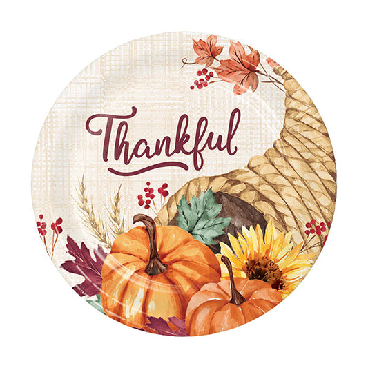 Fall Feast 7in Round Luncheon Paper Plates 8ct