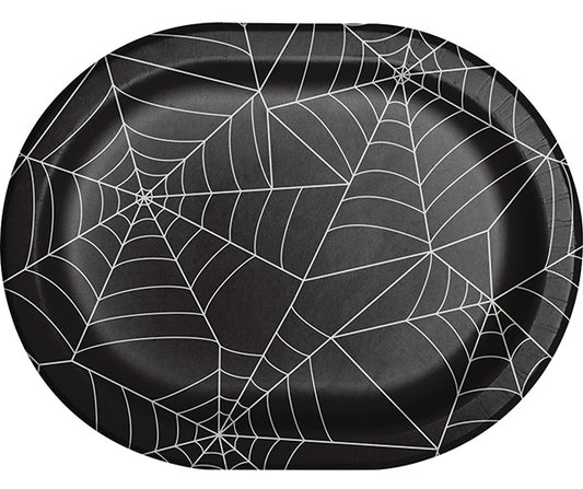 Spider Webs 10 x 12in Oval Paper Platters 8ct