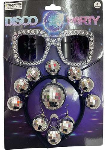 Mirror Ball Disco Accessory Kit Silver