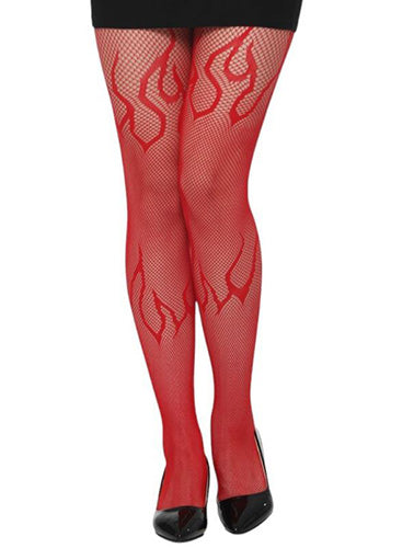 Red Flame Fishnet Tights