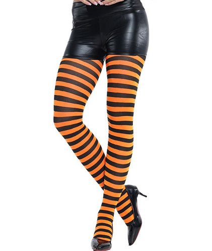 Wicked Orange and Black Striped Stockings