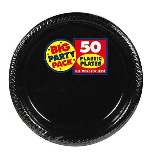 Jet Black Big Party Pack 7in Round Plastic Plates